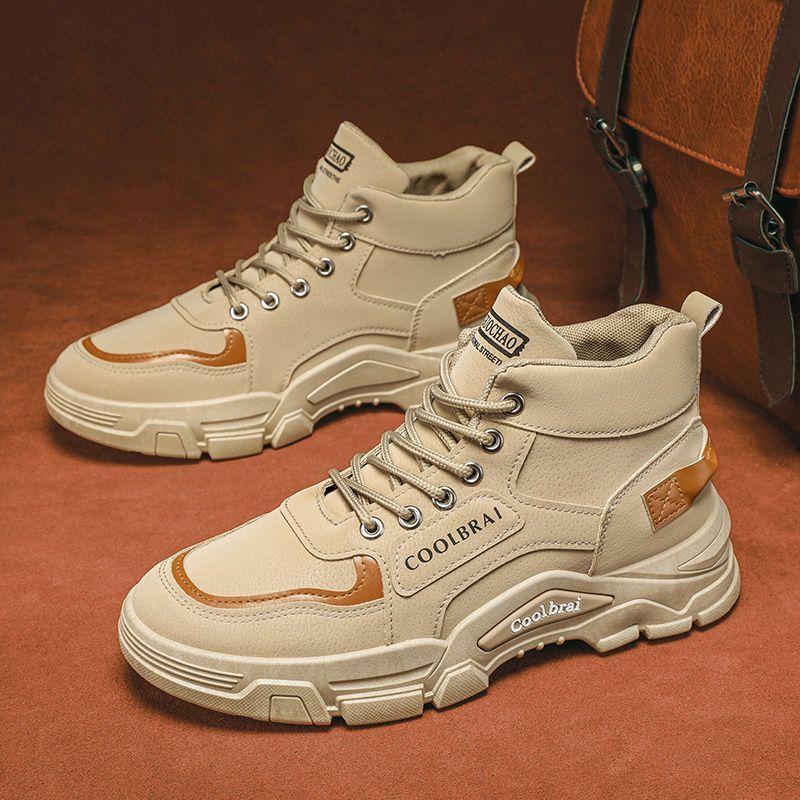 Høye sko, Herrestøvler, Internettkjendis Koreansk Stil Trendy Arbeidsklær Korte Støvler, Sportssneakers