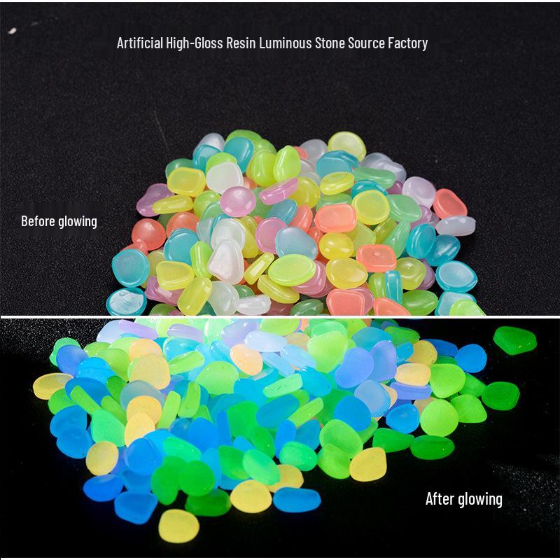 Luminous Stone Vase with Fluorescent Pebbles for Aquariums, Gardens, and Decorations