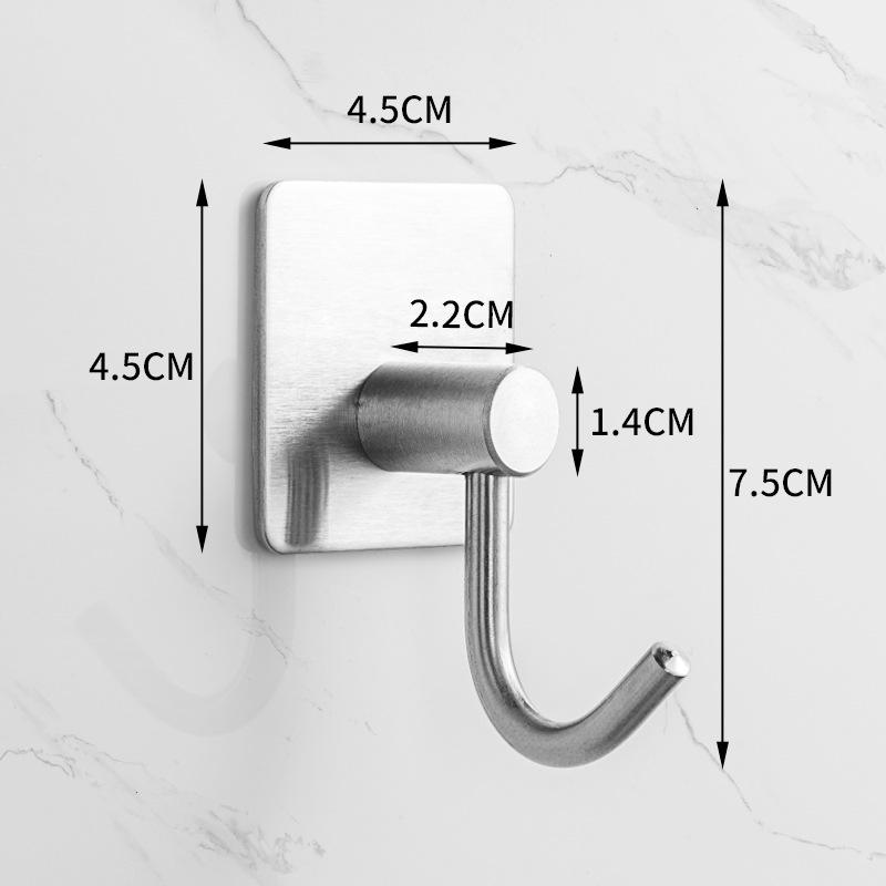 Traceless 304 Stainless Steel Adhesive Hook for Bathroom & Kitchen