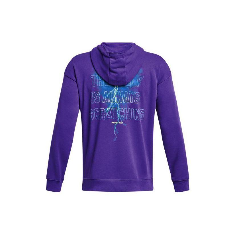 Under Armour Johnson Series Letter Print High Weight Cotton Sports Hoodie Men hoodies Purple 1380152-583
