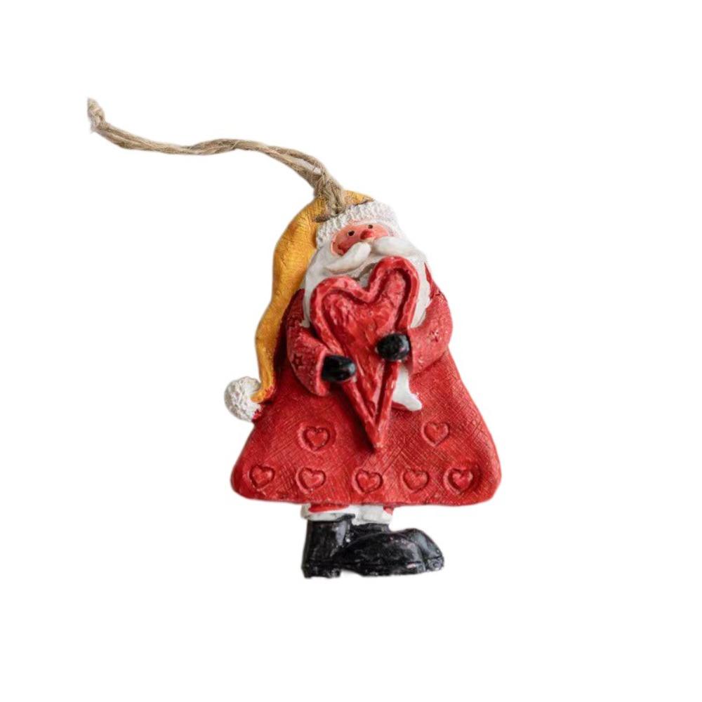 2pcs Hand-painted Santa Claus Ornament Creative Christmas Figurine Pendant  Gift