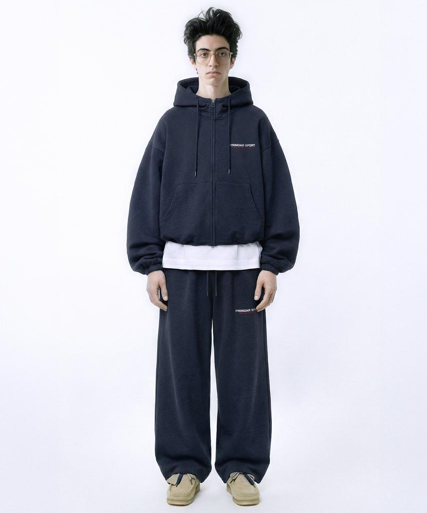 PRINOAR Small Sport String Single-Pleat Wide Pants - Navy