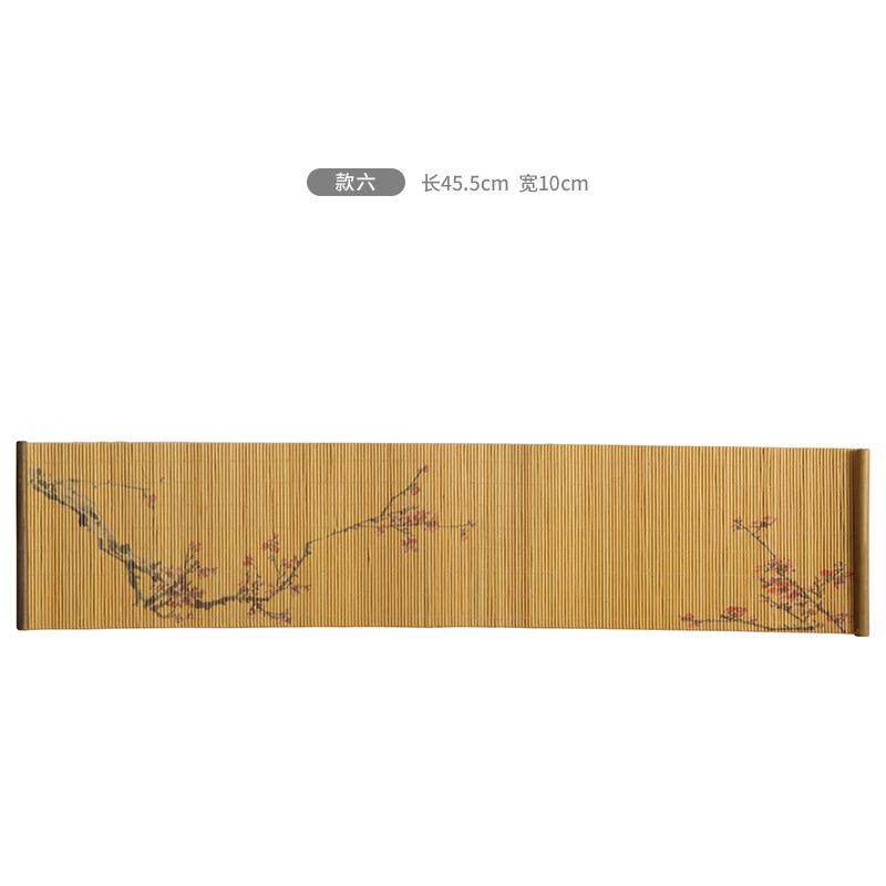 Waterproof Small Size Bamboo Weaving Tea Mat Heat Insulation Cup Mat Zen Style Print Tea Ceremony Accessories Chinese Style