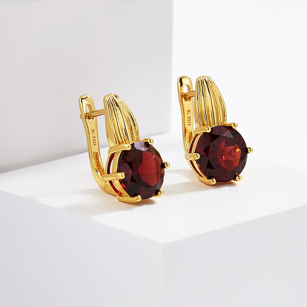 New Light Luxury Precious Gemstone Natural Garnet Ring Earrings Pendant Necklace Set Women's Anniversary Gift