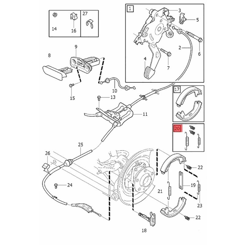 Handbremse Haltefedersatz für S60 V70 XC90 31445339 30645831 Reparatursatz Ersatz Autozubehör