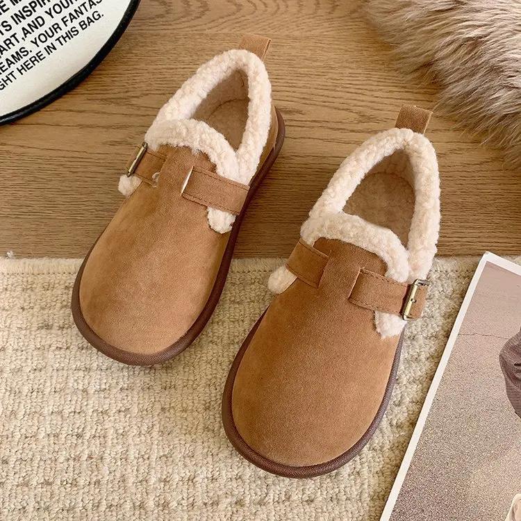 Fashion 2025 Autumn and Winter New Fashionable Hairy Shoes with Velvet and Soft Bottom Bread Cotton Shoes