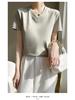 High-Quality Women's V-Neck Short-Sleeve Mercerized Cotton T-Shirt: Non-See-Through, Casual, Sweat-Absorbent, Breathable, Versatile Fit.