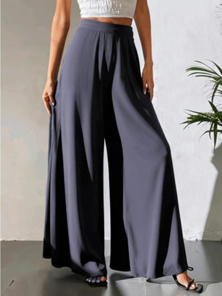 Pantaloni larghi in chiffon da donna con fondo trasparente