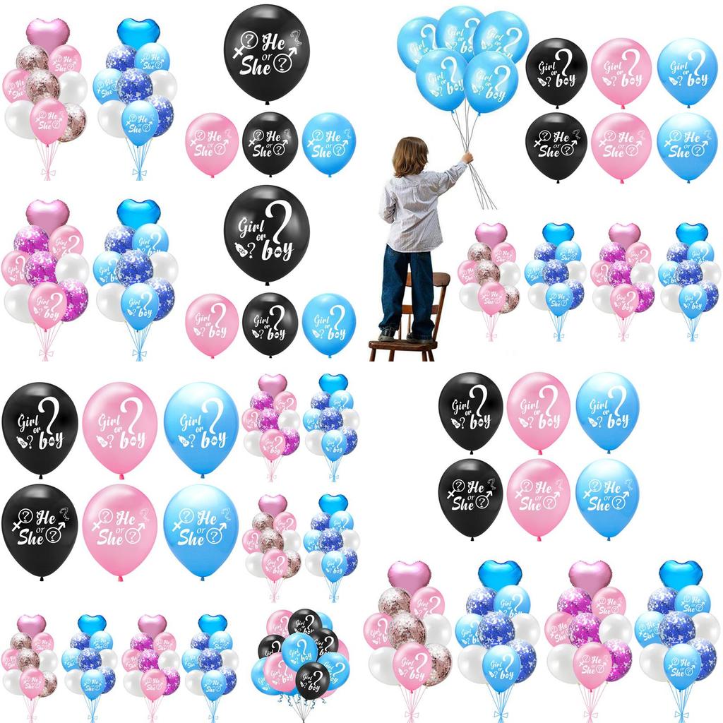 Charming Baby Gender Reveal Party Decoration Latex Sequin Balloons Set For Memorable Celebrations