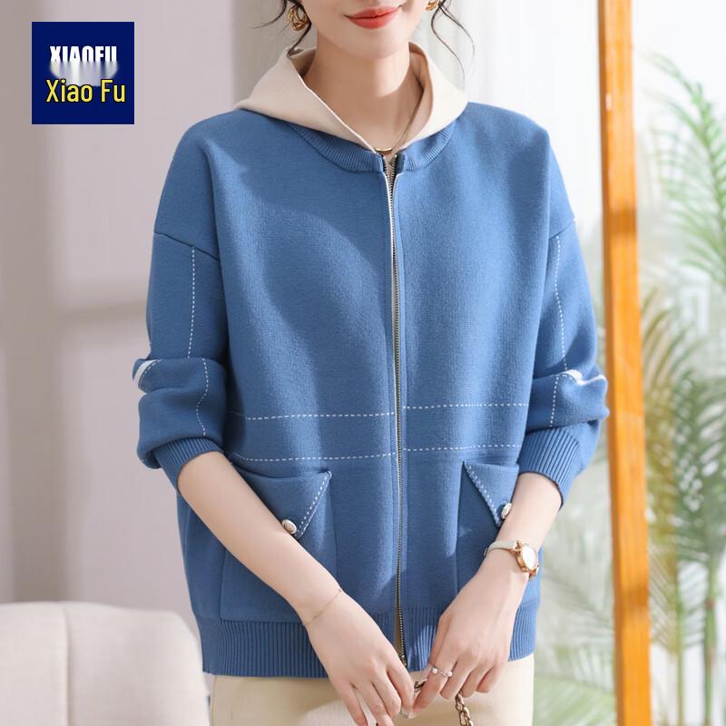 

Стильный вязаный кардиган с капюшоном для молодой мамы Xiaofu 2026 XL