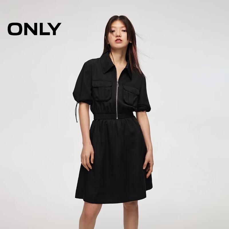 

ONLY Women s Faux Two-Piece Short Sleeve Waist-Cinching A-Line Dress S