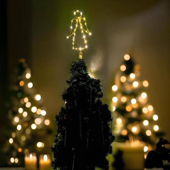 Lighted Wire Angel Christmas Tree Topper Pre-Lit Metal Wire Small Angel