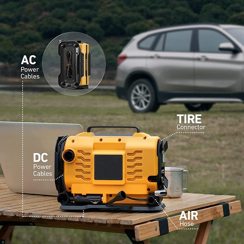 EAFC EU Plug Portable High Power Dual Power Air Compressors 110V-230V AC/DC Air Car Compressors Inflators Tire Inflators
