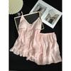 [Lyocell] Women's sleepwear with chest pads, summer sweet and fresh KT kitten camisole shorts, two-piece loungewear