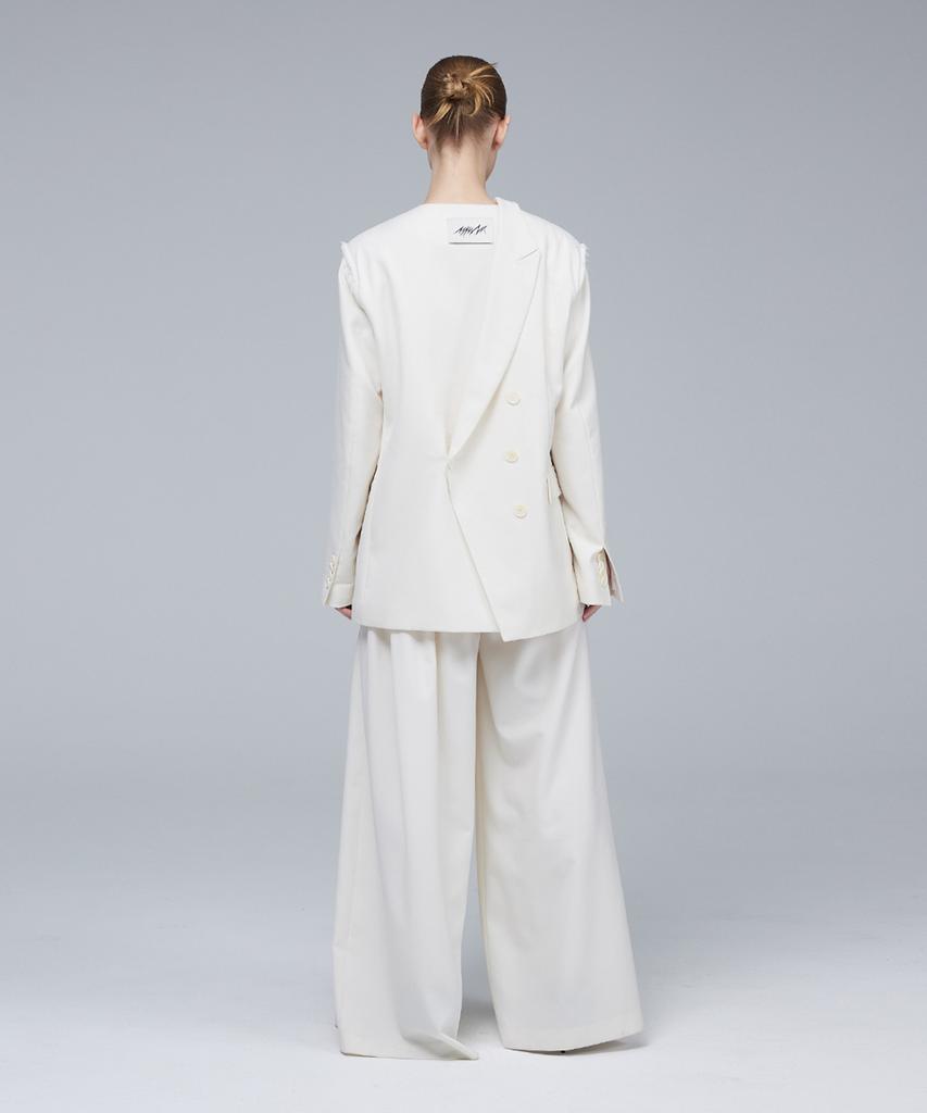 Meuameu Signature Unbalance Band Pin Tuck Slacks
