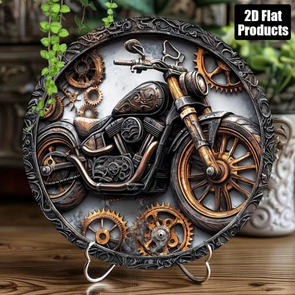Vintage Motorcycle Metal Sign Art Decor with Chain Gears Home Bar Wall Decor
