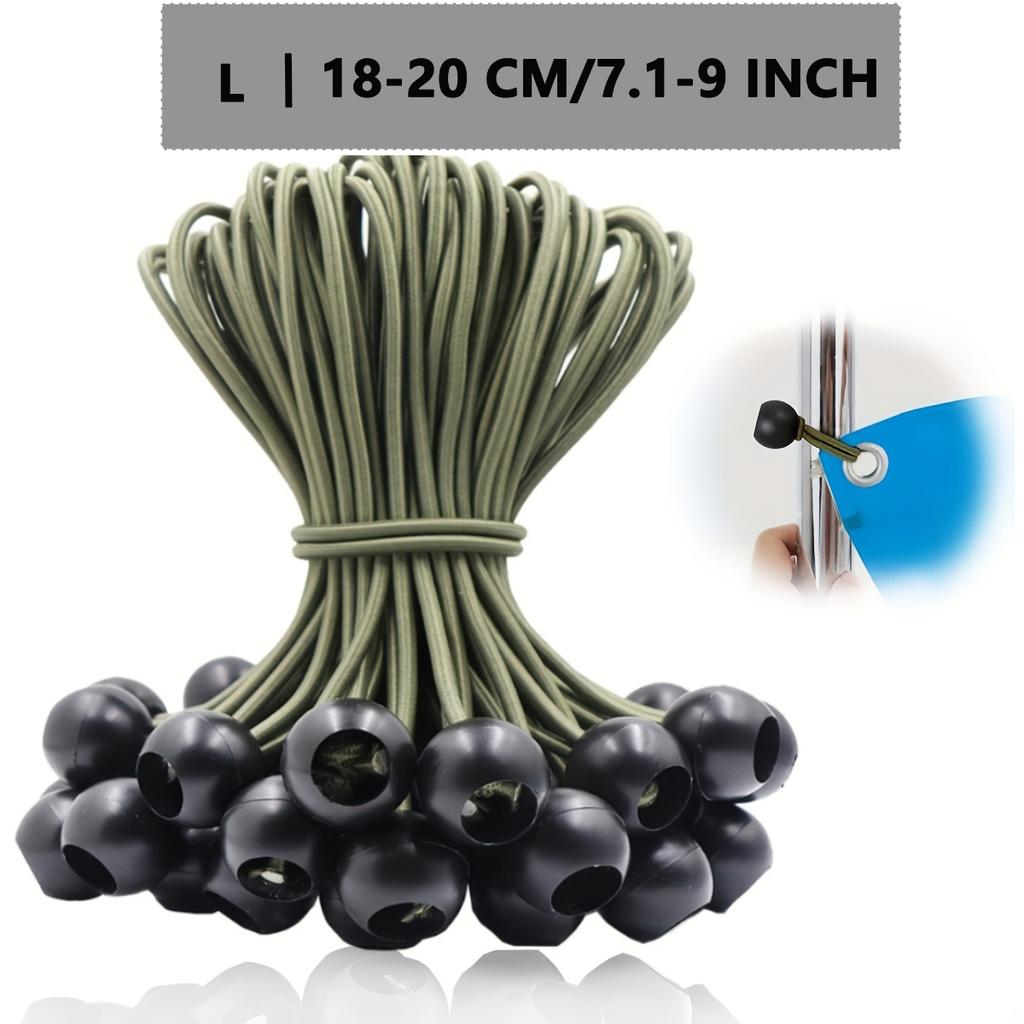 50 Stück Bungee-Kugeln, Schwarze Kordel für Plane, UV-beständig, mit elastischer Schnur für Plane, Gurte, Zelt, Stangen & Drähte