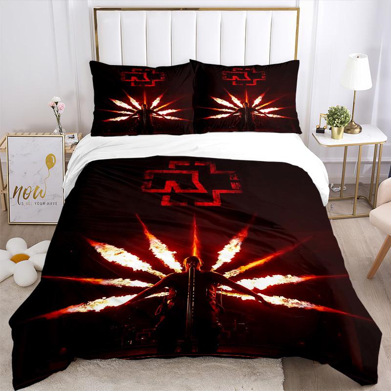 Set di biancheria da letto Rammstein da 3 pezzi Include 1 Piumone + 2 Federe, Senza Imbottiture per Cuscini, Morbido Confortevole, Leggero Traspirante, Stampato H