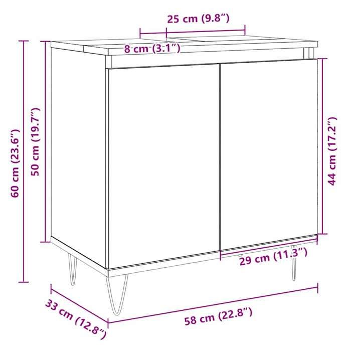 VidaXL Bathroom Cabinet Sonoma Oak 58x33x60 Cm Engineered Wood, Cabinet, Bathroom Storage Cabinet,, Furniture 849674