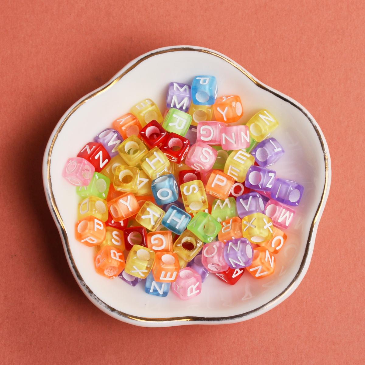 

Материалы Браслет Ожерелье Аксессуары Квадратные Буквы Бусины Акриловые Украшения Изготовление 6 мм 30 шт Модный Кубик DIY