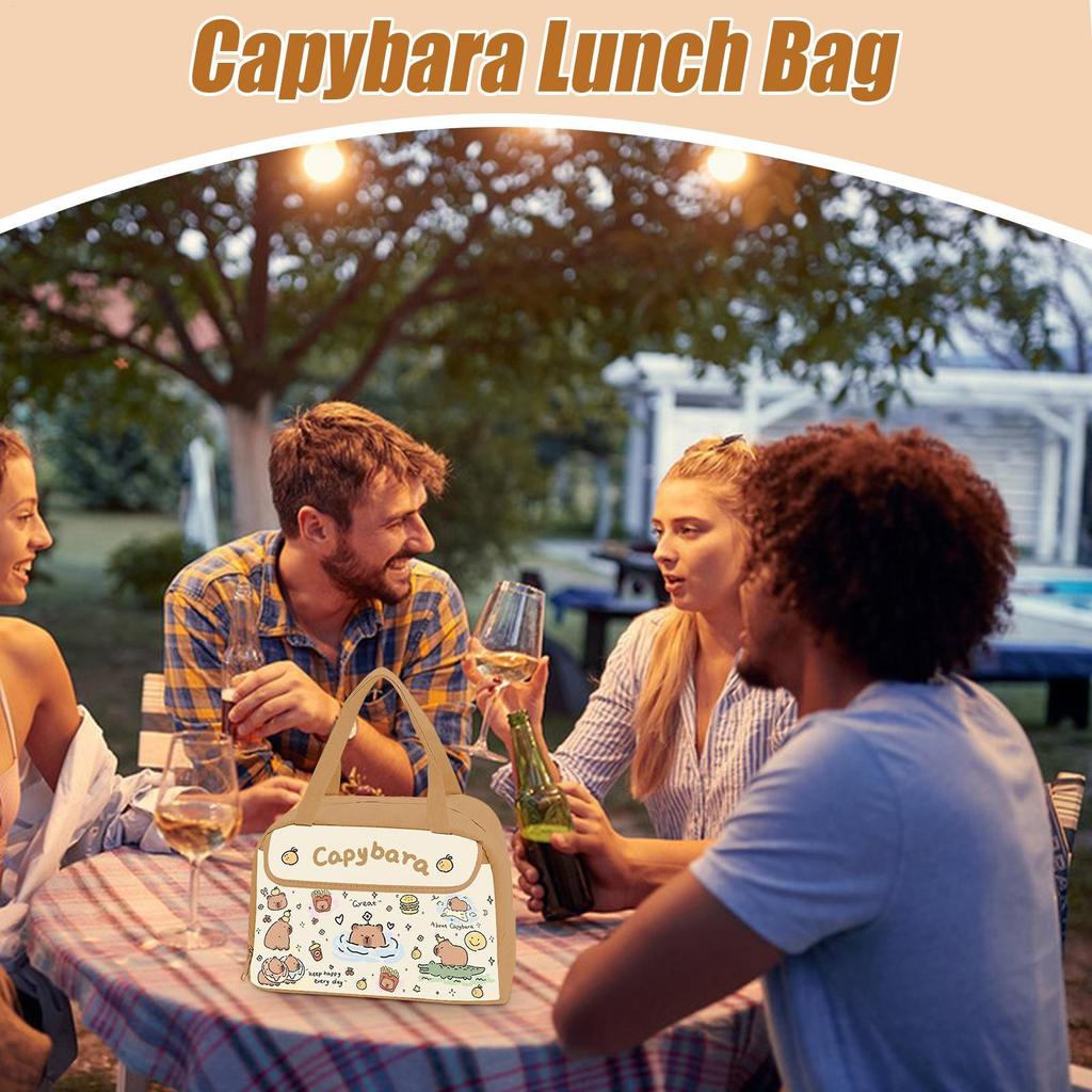 Niedliche Lunchtaschen für Damen Wasserdichte Leichte Lunchtasche Capybara-Druck Thermisch Auslaufsicherer Rucksack Tragbar für Schule Reisen