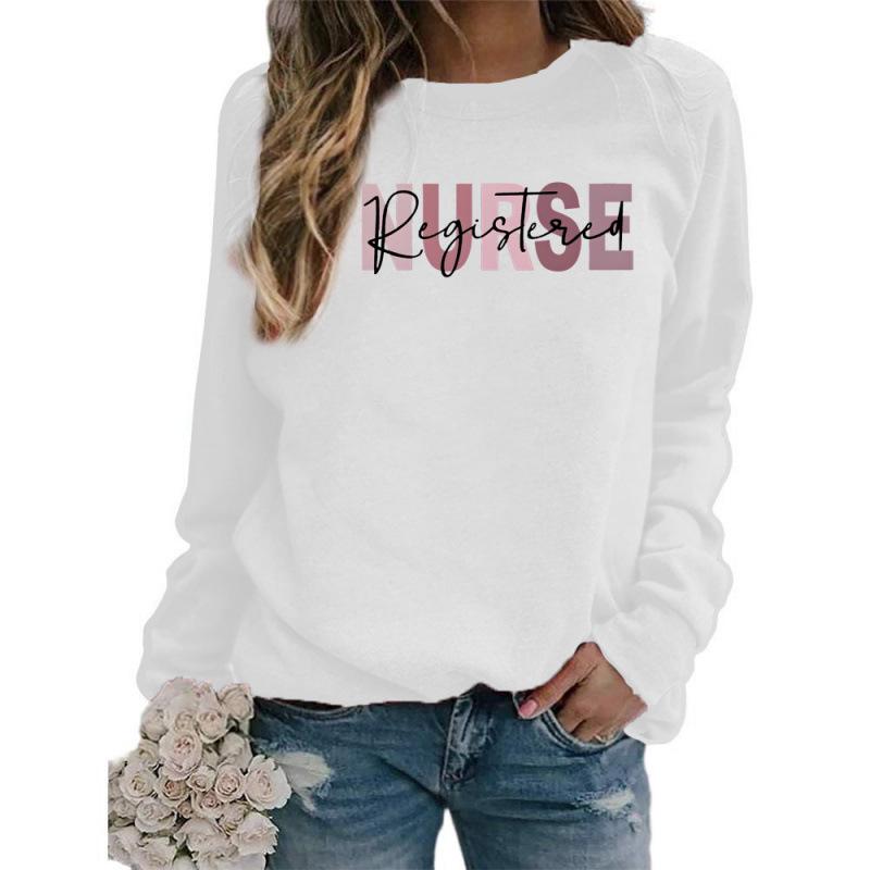 Cross-Border Registered Nurse Women's Round Neck Casual Loose Sweatshirt, European Size