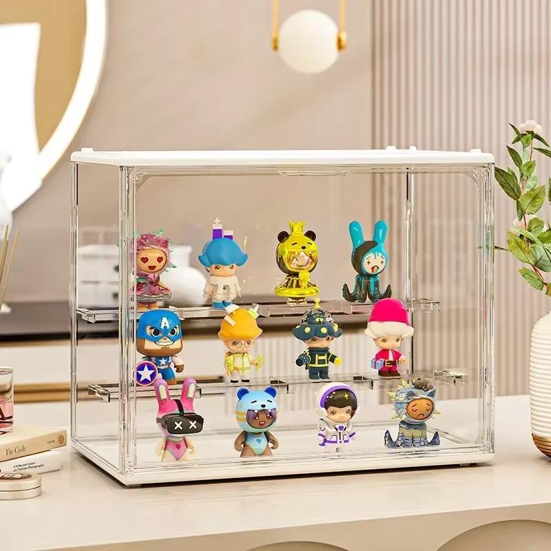 New Acrylic Display Stand Storage Box For Figurines Bubble Mat Transparent Showcase For Collectible Toys And Jewelry Accessories