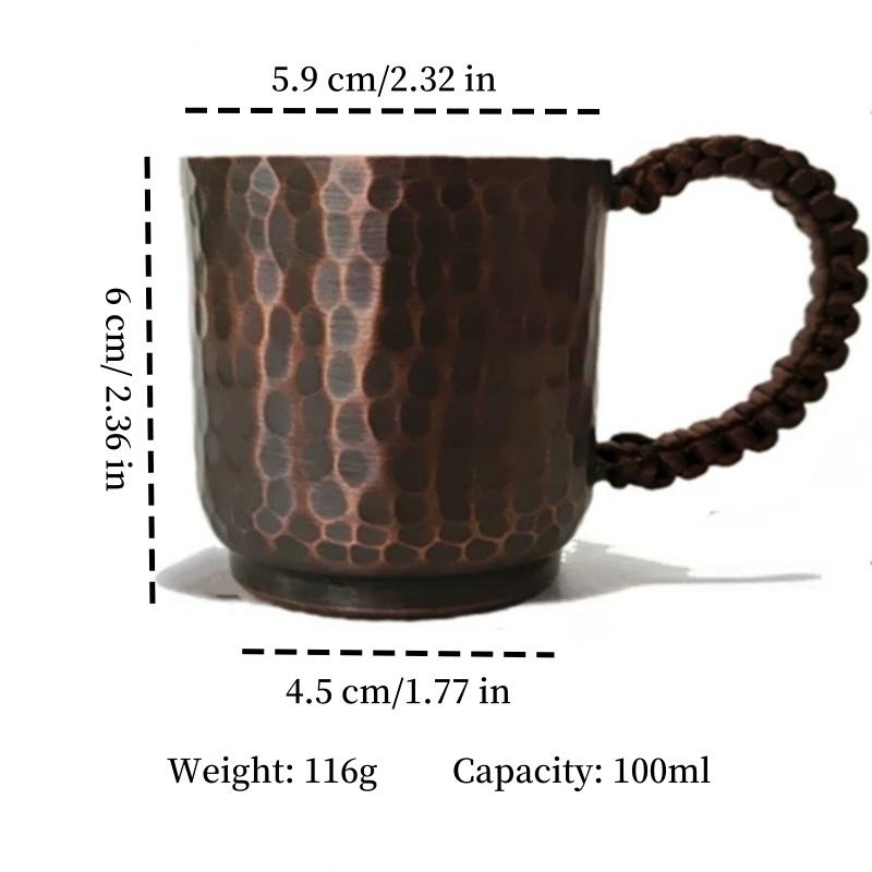 

Vintage Copper Coffee Mug Handmade Tumbler Portable 100ml Tea Mug Drinkware for Hot and Cold Water Milk Kitchen Restaurant 100ml