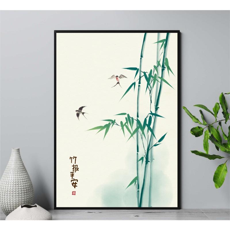 Vintage Chinese Painting Lotus Persimmon Bamboo Posters Prints Canvas Painting Wall Art Picture Living Room Home Decor