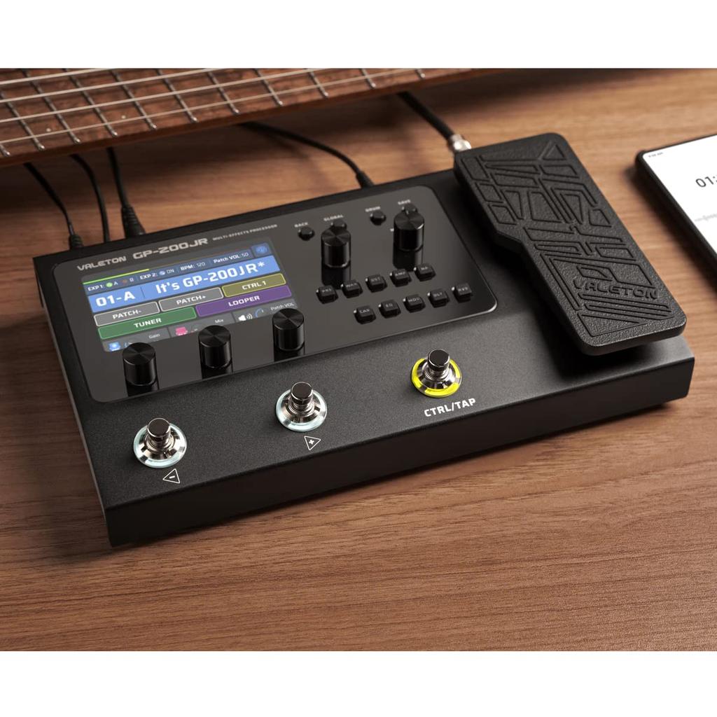 Valeton Processor with Expression FX MIDI Amp IR Cabinet Stereo OTG USB Audio Interface GP-200JR Multi-Effects Pedal, Loop, I/O, Guitar, Bass,