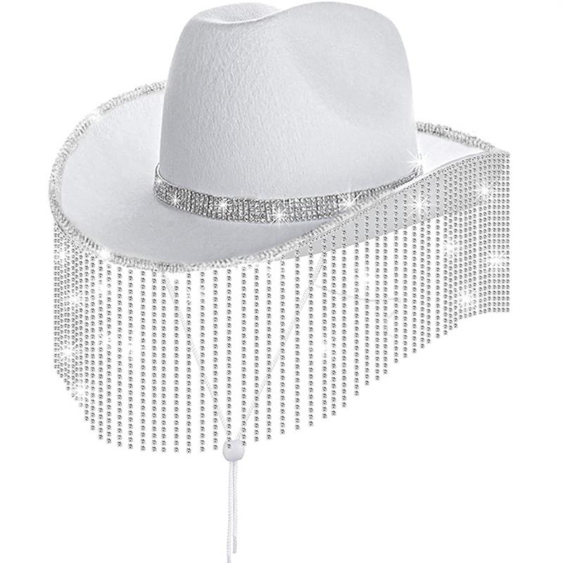 Stylish Cowgirl Hat Wide Brim Cowboy Hat with Square Neck Scarf & Glasses for Bachelorette Parties and Costume Event