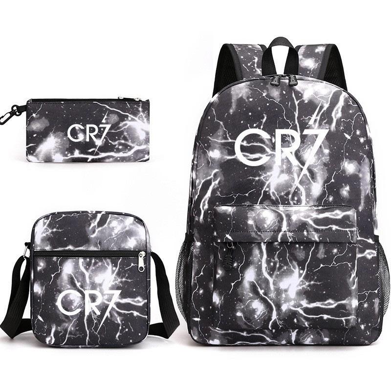 3-delige Schoolrugzakset voor Studenten Grote Capaciteit Oxford Stof Schooltas met Schouderband en Etui Cristiano ronaldo backpack