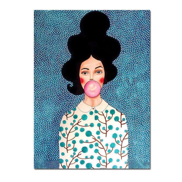 

Скандинавская абстрактная девушка, цветок, птица, холст, живопись, печать постеров, винтажная настенная живопись для гостиной, декор для дома, куадрос 21*30cm No Frame