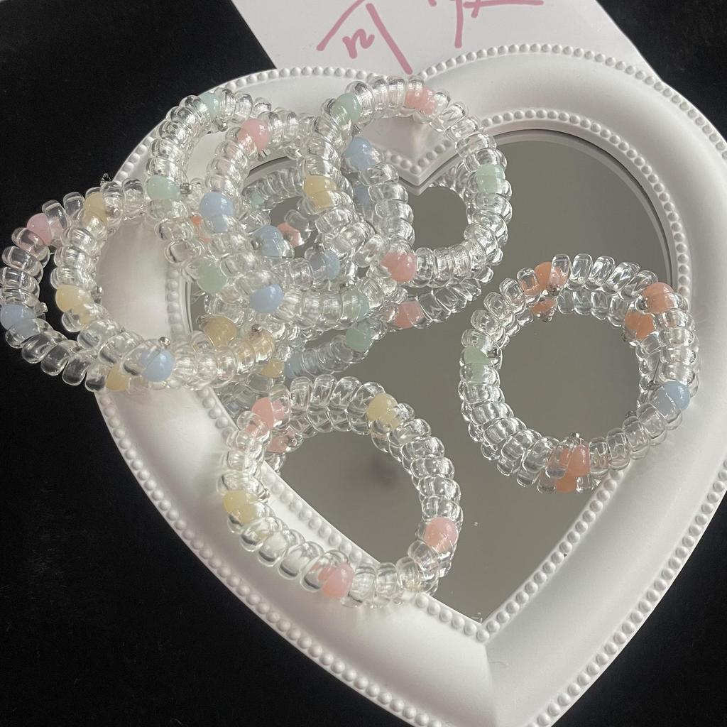 Summer Fresh Transparent Phone Cord Hair Tie: No-Damage Seamless Hair Band for Girls