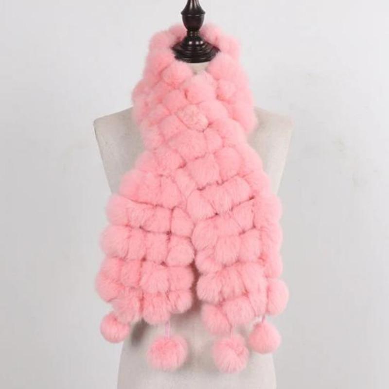 Women Winter Warm Rabbit Fur Scarf Hot Sale Natural Rabbit Fur Muffle Lady Scarves