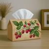 1pc Party Tissue Box,Fruit & Floral Art,Multifunctional Tissue Holder,Raspberries with Leaves,Outdoor Party Supplies, Everyday Desktop Tissue Storage 