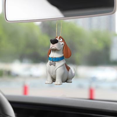 2D Acrylic Dog Hanging Decoration Car Rearview Mirror Puppy Hanging Ornament Bag Purse Charm Pendant Car Interior Accessory