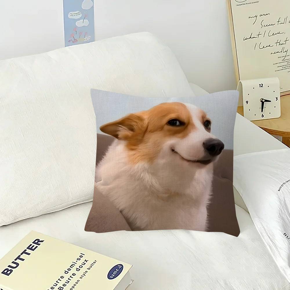 Cute Dog Funny Meme   Pillow Cushion Cover Pillowcase Living Room Sofa Home Decor Customized