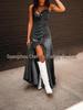 European & American Retro Washed Denim Suspender Swing Dress for Women