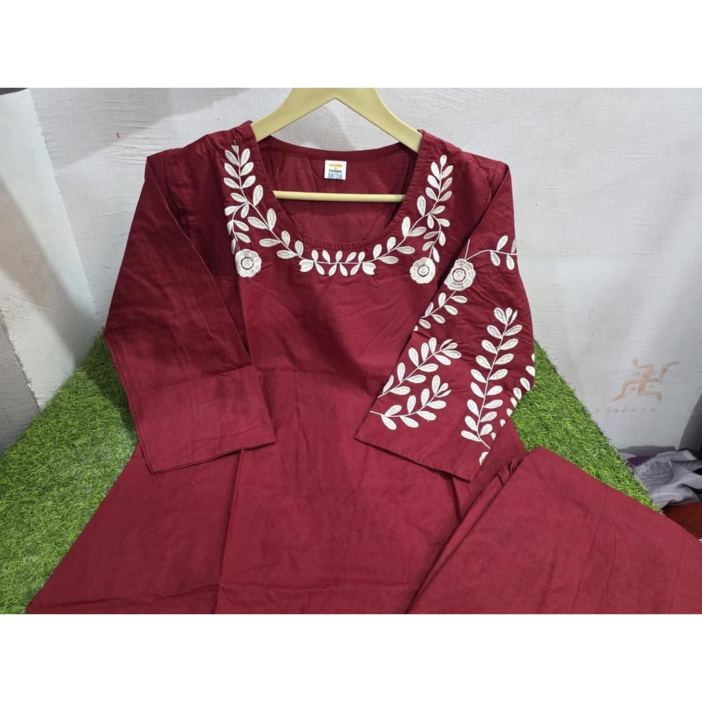 Set Kurta Etnico da Donna in Puro Cotone Designer Indiano Abbigliamento Casual Set Kurti Pantaloni