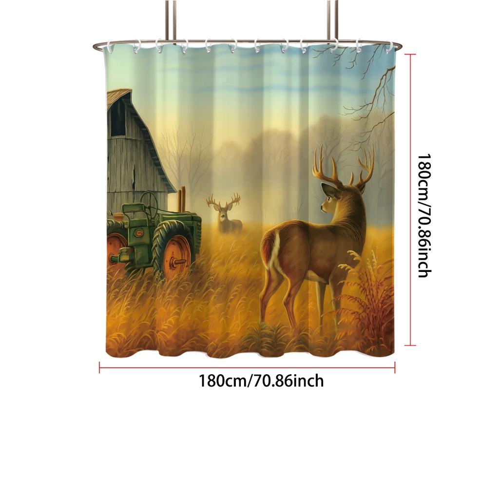 1 Stück Bauernhof Elch Gedruckt Wasserdicht Duschvorhang Badezimmer Trennvorhang Schutz Privatsphäre Mehrere Größen Einfache Installation