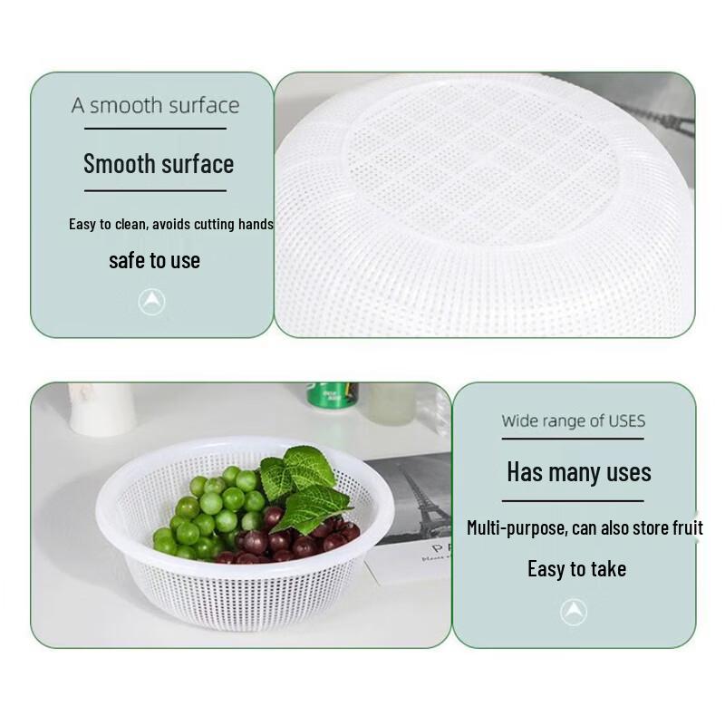 Round Plastic Draining & Storage Basket Set