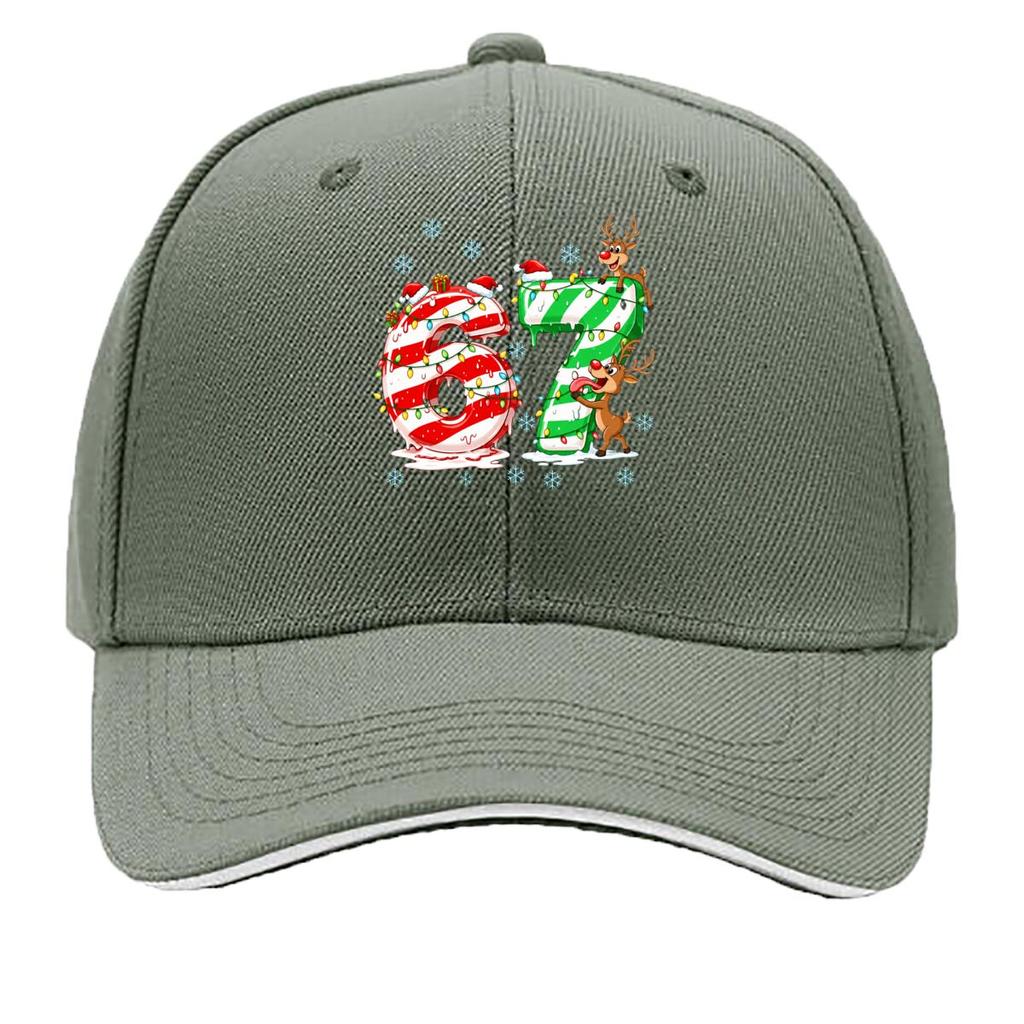 Christmas Candy Cane Numbers Reindeer Snowflakes Sandwich Baseball Cap Sun Cap Outdoor Workouts Hat