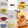 8-10Pcs Capybara Plush Doll With Clothes & Accessories Cute Stuffed Animal Dress Up Doll Toys Set