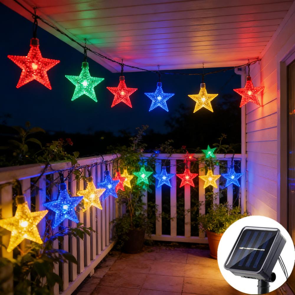 Outdoor Solar Star String Lights 8 Modes Wedding LED Light for Fence Garden Patio Courtyard Holiday Party House Tree Decoration
