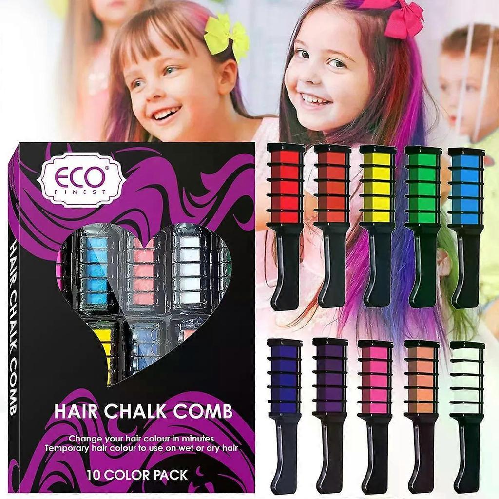 10 Color Temporary Hair Chalk Comb Set, Washable Hair Dye for Girls Kids Gifts On Birthday Cosplay Party for Age 4 5 6 7 8 9 10 12 13