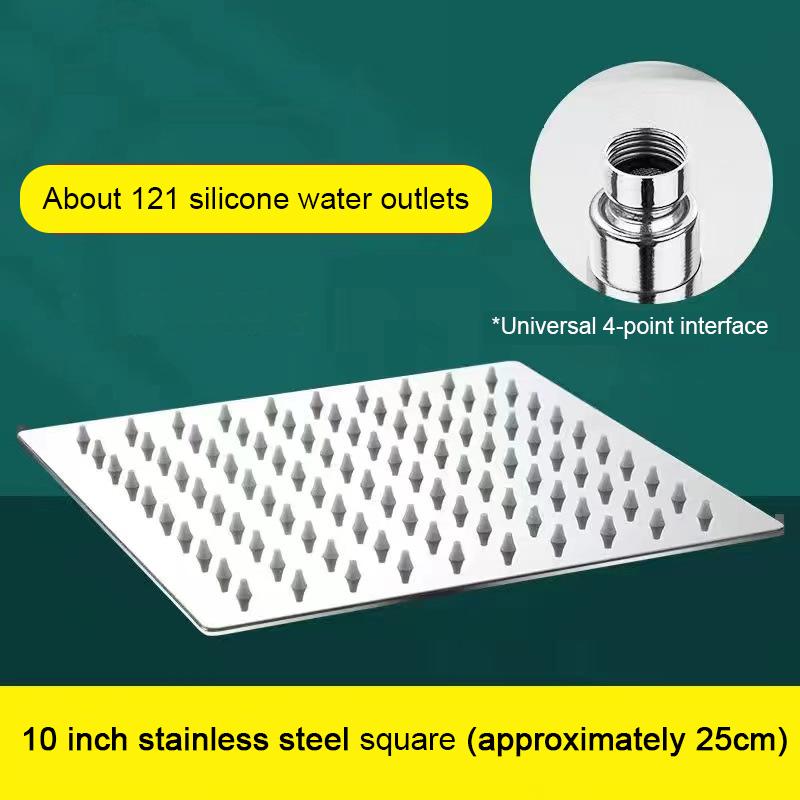 Pressurized Rain Shower Head Stainless Steel Square Round Large Water Outlet 4/6/8/10/12 Inch Options Available for Enhanced Bat