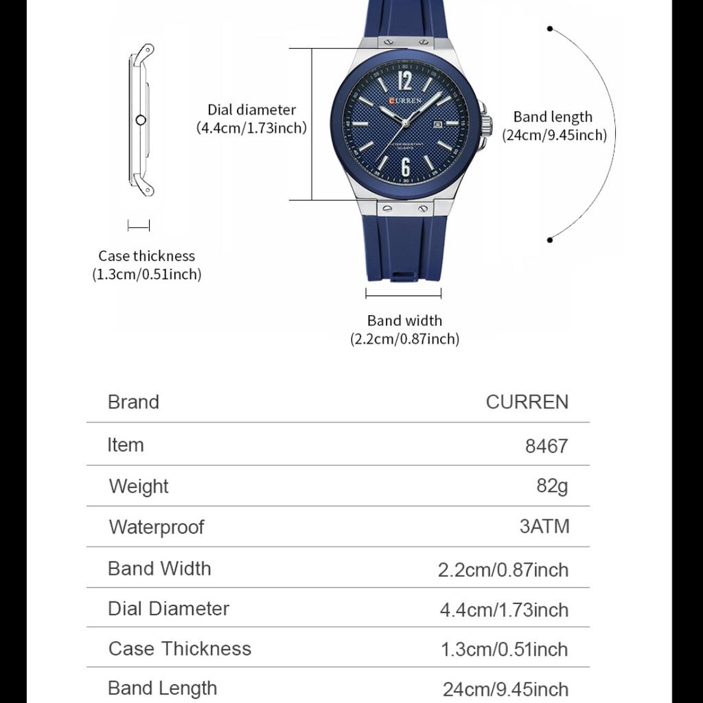 CURREN Simple Fashion Mens Watches New Top Brand Quartz Silicone Strap Wristwatch with Auto Date Waterproof Clock Luminous Hands