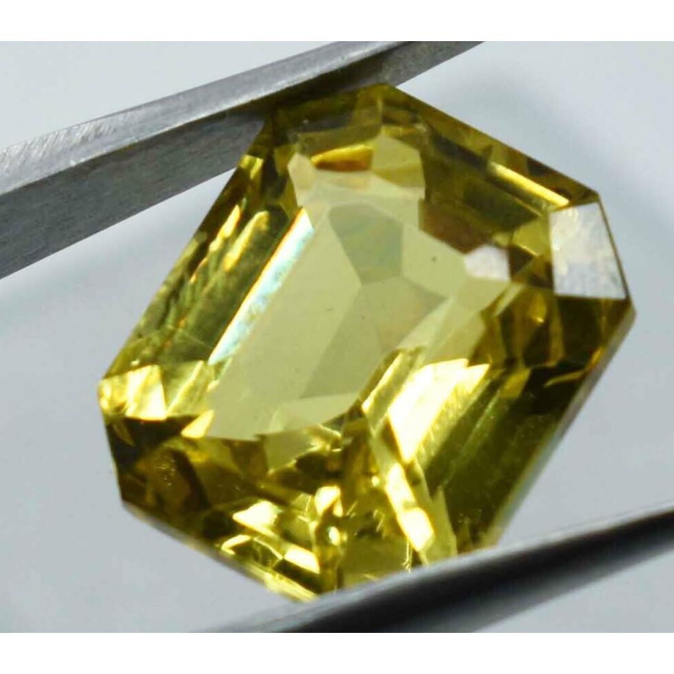 NATURAL Yellow Ceylon Sapphire Emerald Shape 9.00 Ct CERTIFIED Loose Gemstone