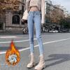 Black High-Waisted Plus Velvet Stretch Skinny Jeans for Women - Winter 2021, Slimming Plus Size, Warm & Thickened.